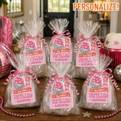 Cowgirl PERSONALIZED Thank You Tags & Bags - for 6